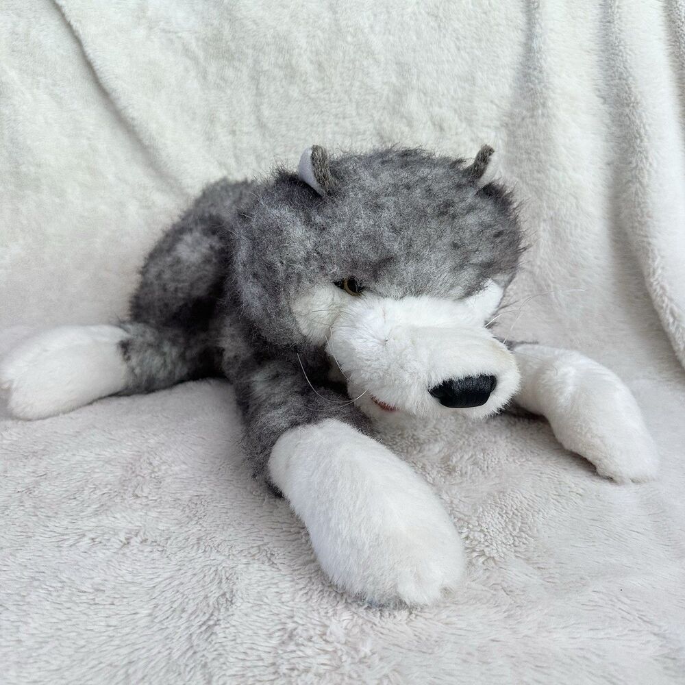 Folkmanis Folktails Timber Wolf Husky Laying Full Body Puppet Plush